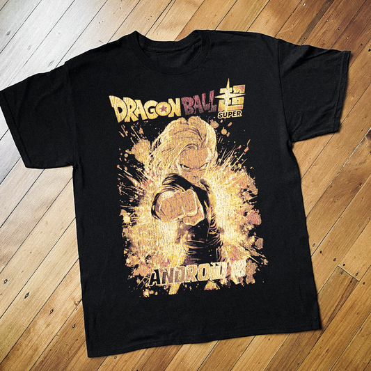 DRAGON BALL Z ANDROID 18 VINTAGE BLACK T-SHIRT