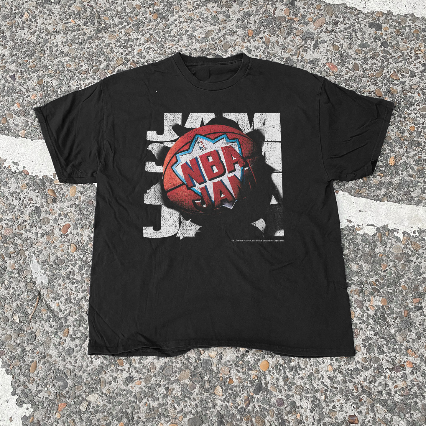 1994 'NB4 Jam' Smash Graphic Vintage Washed Black Tee